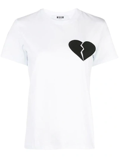 Shop Msgm Broken Heart Patch T-shirt  In White