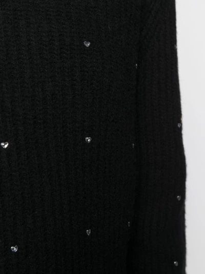 Shop Msgm Embroidered Knitted Jumper In Black
