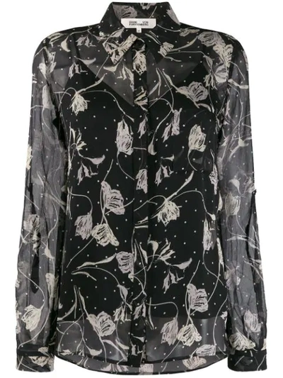 Shop Diane Von Furstenberg Lorelei Chiffon Shirt In Black