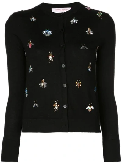 Shop Carolina Herrera Crystal Embellished Cardigan In Black Multi