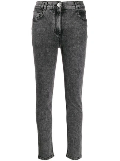 Shop Balmain Skinny Fit High-rise Jeans In Grey