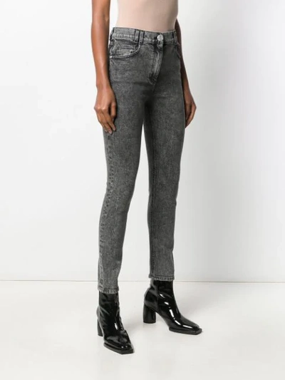 Shop Balmain Skinny Fit High-rise Jeans In Grey