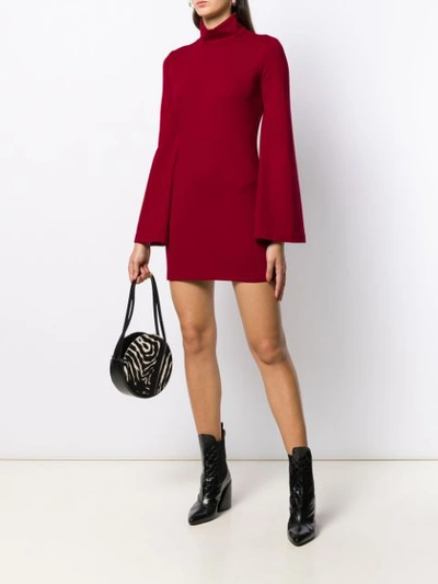 Shop Sara Battaglia Flared Sleeve Shift Dress In Red