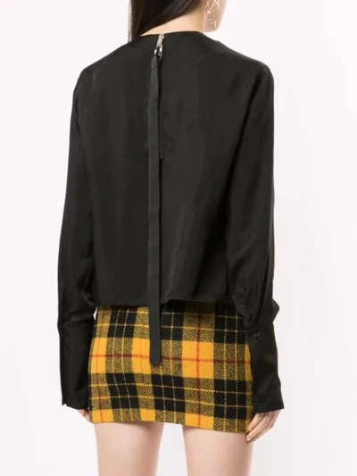 Shop Yang Li Long-sleeved Distressed Blouse In Black