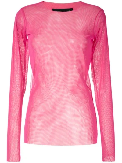 Shop Gloria Coelho Tulle Sheer Blouse In Pink