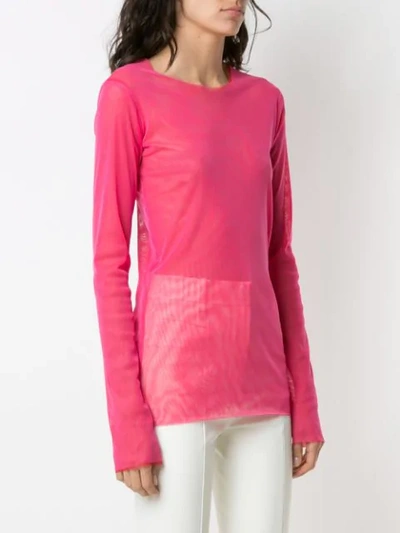 Shop Gloria Coelho Tulle Sheer Blouse In Pink