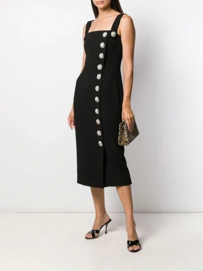 Shop Dolce & Gabbana Crystal Button Midi Dress In Black