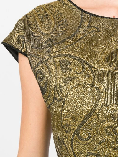 Shop Etro Embroidered Paisley Dress In Gold