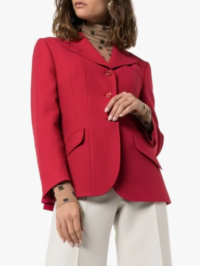 Shop Gucci Single-breasted Tailored Blazer In Red