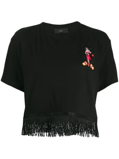 Shop Alanui Hawaiian Girl Fringed T-shirt - Black