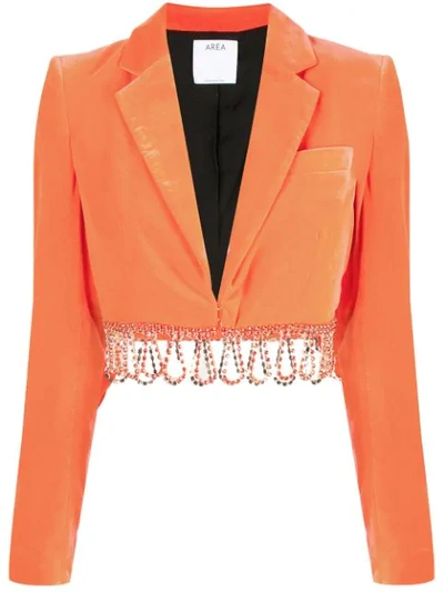 Shop Area Beaded-hem Cropped Jacket In Orange