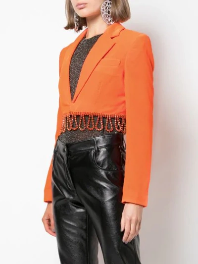 Shop Area Beaded-hem Cropped Jacket In Orange