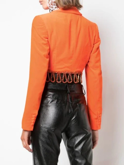 Shop Area Beaded-hem Cropped Jacket In Orange