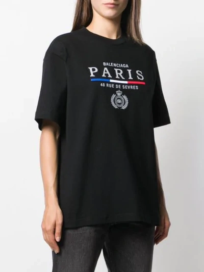 Shop Balenciaga Embroidered Logo T-shirt In Black