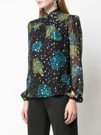 Shop A.l.c Floral Print Silk Blouse In Black Multi