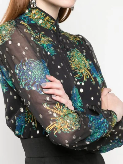 Shop A.l.c Floral Print Silk Blouse In Black Multi