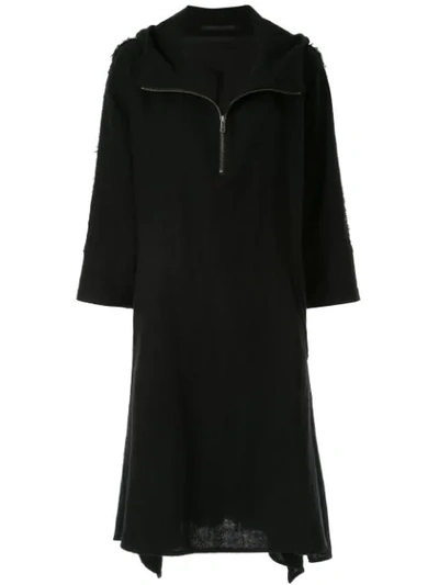 Pre-owned Yohji Yamamoto Hooded Tunic Dress In Black