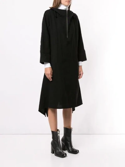 Pre-owned Yohji Yamamoto Hooded Tunic Dress In Black