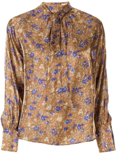 Shop Loveless Floral Pattern Blouse In Brown
