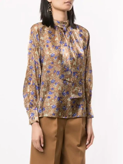 Shop Loveless Floral Pattern Blouse In Brown