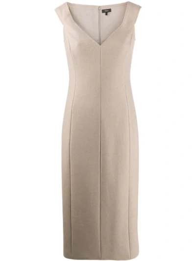 Shop Theory Panelled Midi Dress In Neutrals