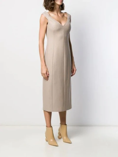 Shop Theory Panelled Midi Dress In Neutrals