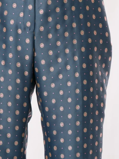 Shop Paul & Joe Floral Print Cropped Trousers In Blue