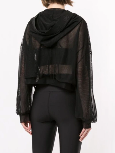 Shop Alo Yoga Mesh Panel Hoodie In Black