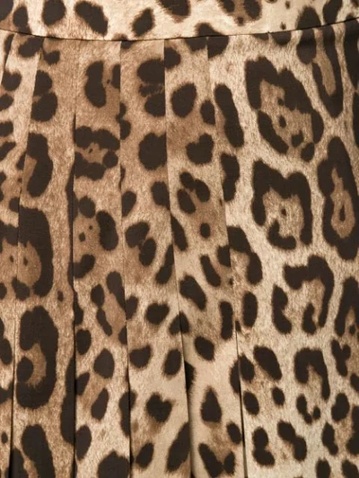 Shop Dolce & Gabbana Leopard Print Pleated Skirt In Brown