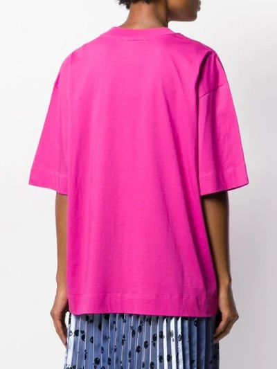 Shop Marni Logo Print Oversized T-shirt In Pink