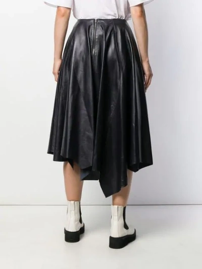 Shop Marni Asymmetric Leather Skirt In Black