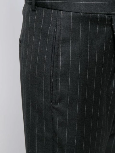 Shop R13 Cropped Pinstripe Trousers In 160ps Black Pinstripe