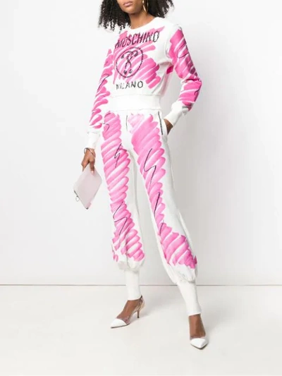 Shop Moschino Sketch Print Joggers In White