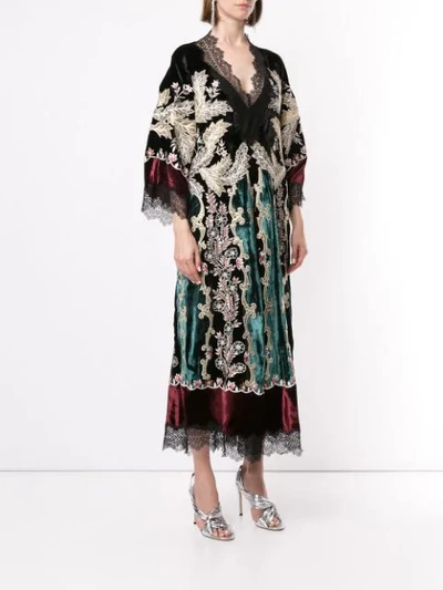 Biyan Embroidered Velvet Dress In Black