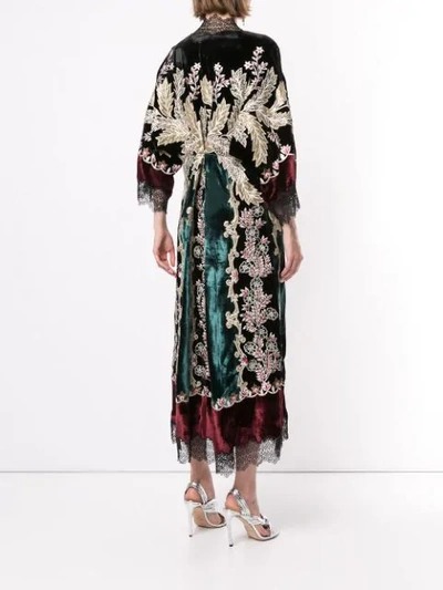 Biyan Embroidered Velvet Dress In Black