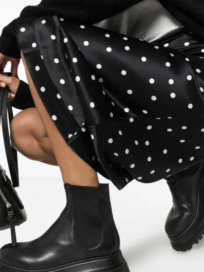Shop Lee Mathews Talulah Polka-dot Silk Midi Skirt In Black