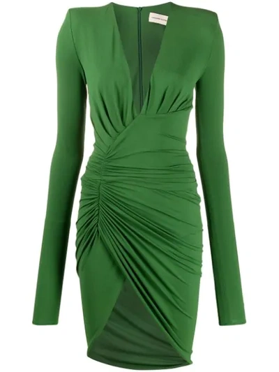 Shop Alexandre Vauthier Asymmetric Ruched Dress In Moss