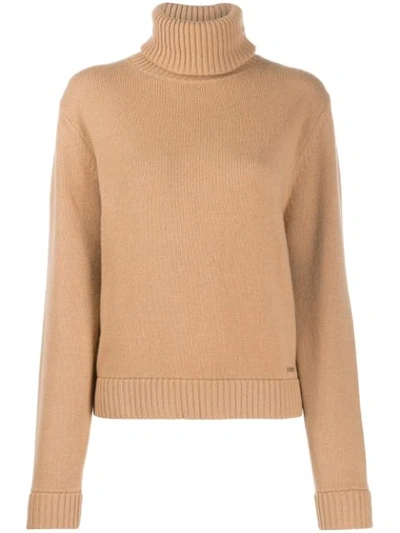 Shop Dsquared2 Ribbed Roll Neck Jumper In Neutrals