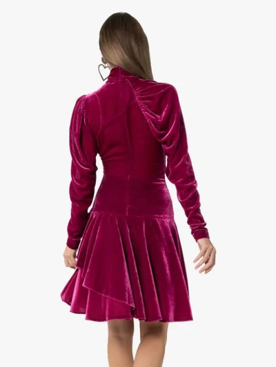 Shop Rotate Birger Christensen Ruched Velvet Mini Dress In Pink
