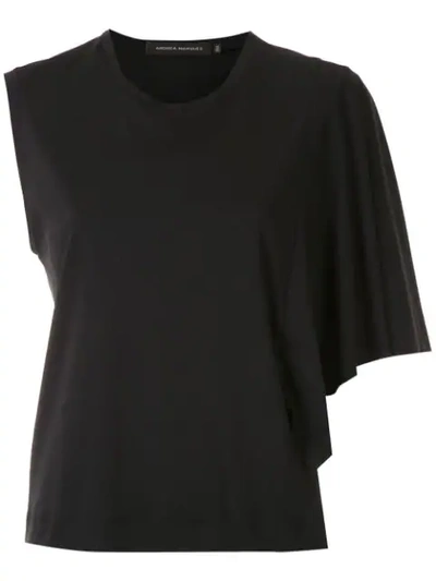 Shop Andrea Marques Asymmetric Sleeves Blouse In Black