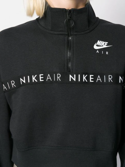 Shop Nike Cropped Funnel-neck Sweatshirt In Black