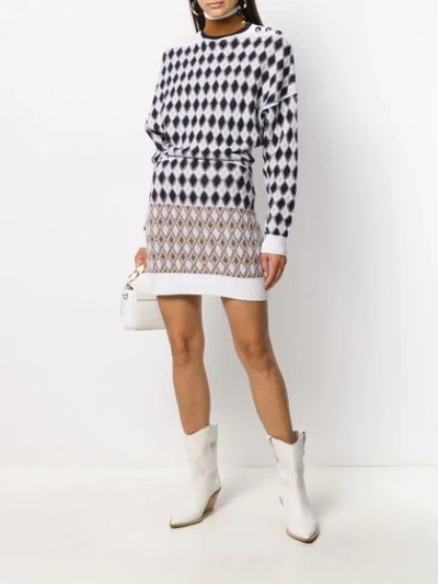 Shop Chloé Intarsia-knit Dress In White