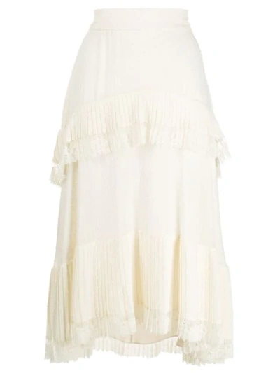 Shop Zimmermann Lace Trim Skirt In Neutrals