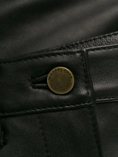 Shop Michael Michael Kors Ruffle Hem Leather Skirt In Black