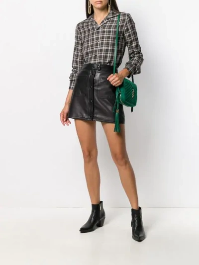 Shop Saint Laurent Long-sleeved Checked Shirt In Brown