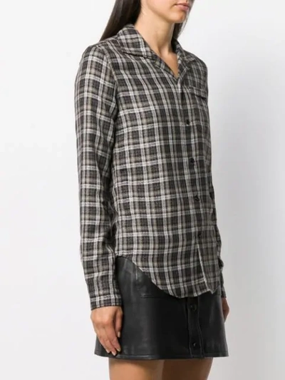 Shop Saint Laurent Long-sleeved Checked Shirt In Brown