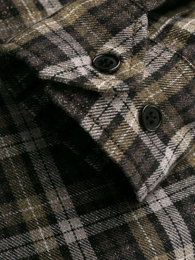 Shop Saint Laurent Long-sleeved Checked Shirt In Brown