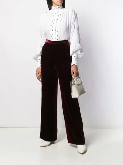 Shop Etro High-waisted Wide-leg Trousers In Red