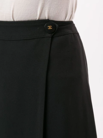 Pre-owned Chanel 1997's Cc Button Charm Winding Skirt In Black