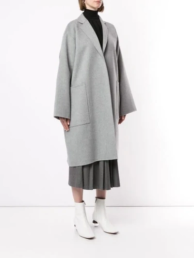 Shop Sofie D'hoore Oversized Open Front Coat In Grey Melange